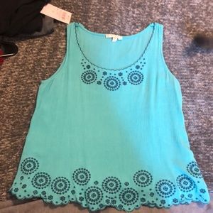 Beautiful blue embroidered tank top